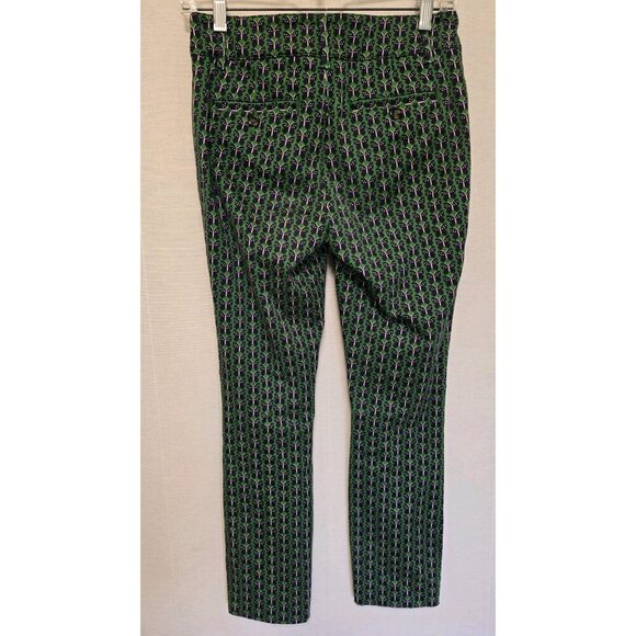 Anthropologie Womens Slim Trouser Pants Size 2 Green Butterfly Print - Picture 6 of 9
